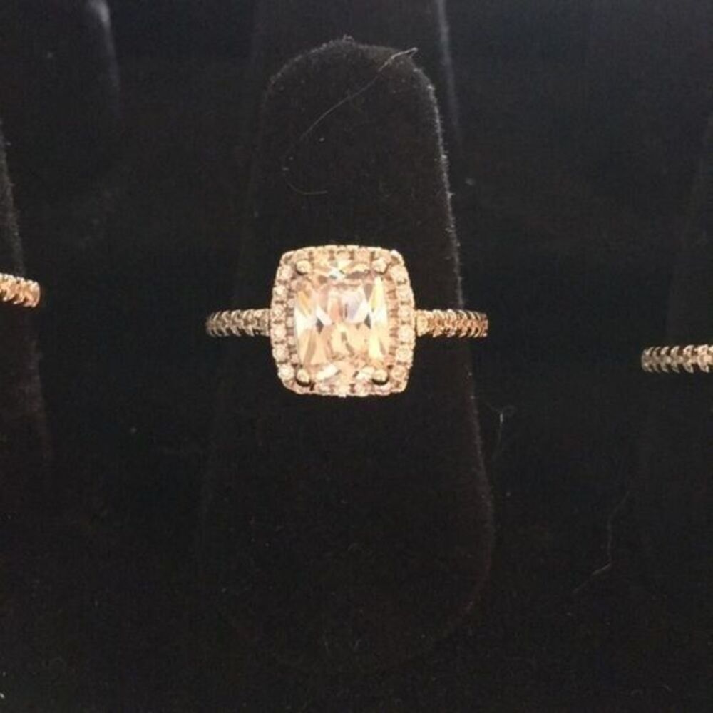 Pretty princess cut faux diamond engagement ring